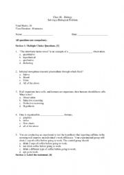 English Worksheet: Biology - Solving a biological problem