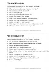 English Worksheet: Speaking Food