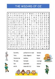 English Worksheet: Wizard of Oz word search