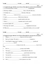 English Worksheet: Degrees of comparison of adjectives and adverbs