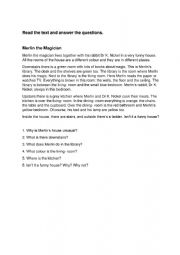 English Worksheet: Merlin�s funny house