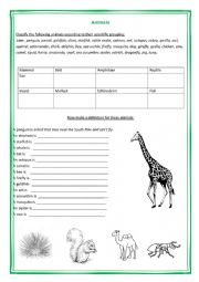 English Worksheet: Animals