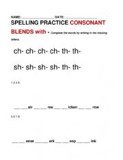 English Worksheet: Blends