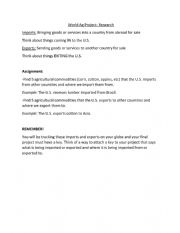 English Worksheet: World Agriculture Project