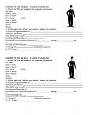 English Worksheet: Charlie Chaplin Biography