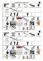 Crime scene vocabulary sheet