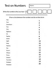 Test on numbers (1-20)