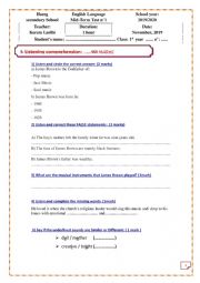 English Worksheet: Mid term test 1
