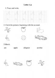 English Worksheet: Letter A