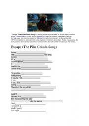 English Worksheet: Escape Pina Colada Song ESL listening close