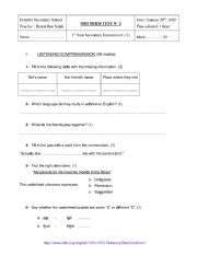 Mid term test 2 first year secondary education