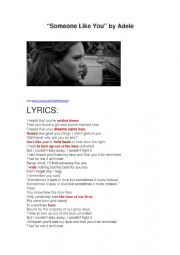 English Worksheet: Someone Like You by Adele
