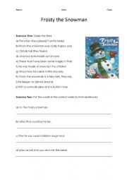 English Worksheet: Frosty the Snowman