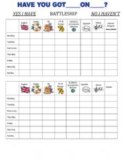 Subjects timetable battleships game