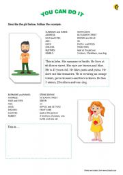 English Worksheet: DESCRIBING A PERSON