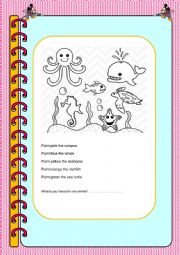 English Worksheet: sea animals