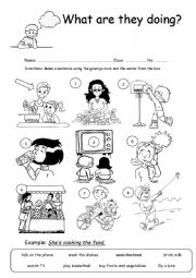 English Worksheet: What are they doing?