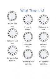 English Worksheet: What Time It Is?