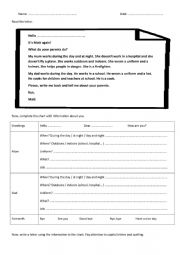 Writing Jobs letter planning sheet