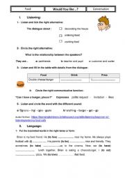 English Worksheet: Ordering food