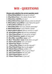 English Worksheet: wh questions