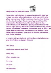 English Worksheet: 200 improv starters