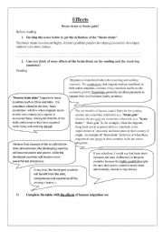 English Worksheet: effects of brain drain