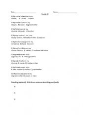 English Worksheet: Family relationships