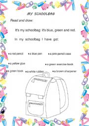 English Worksheet: MY SCHOOLBAG