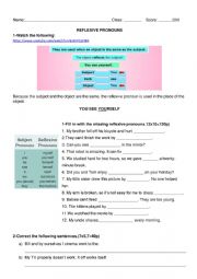 English Worksheet: reflexive pronouns