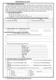 English Worksheet: Cause and effect lesson and exercise
