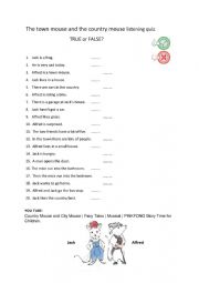 English Worksheet: Town mouse and country mouse listening quiz