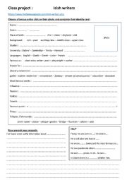 English Worksheet: Irish Writers