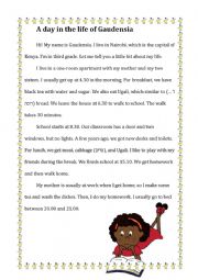 English Worksheet: African Boy Reading Comprehension