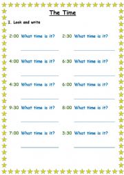 English Worksheet: What time is it?
