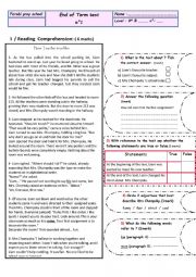English Worksheet: End of term test 1 9th form