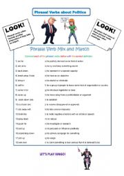 English Worksheet: Phrasal Verbs About Politics