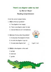 English Worksheet: There is an alligator under my bed