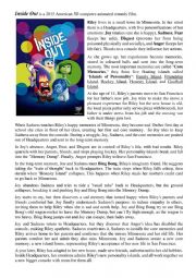 English Worksheet: Film Inside Out - plot