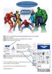 English Worksheet: MARVEL - Create your own superhero - online activity