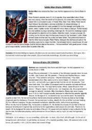 English Worksheet: Spiderman, Batman and the Flash - Short stories about their origins 