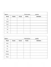 English Worksheet: Dictionary Game