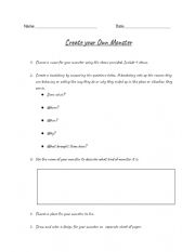 English Worksheet: Frankenstein create a monster