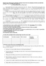 English Worksheet: reading and linkers