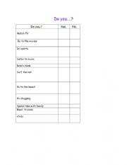 English Worksheet: free time activities