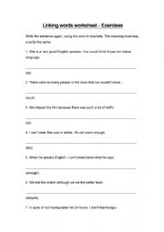 English Worksheet: Linking words