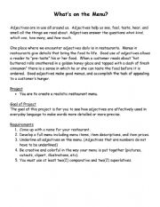 English Worksheet: What�s on the Menu 