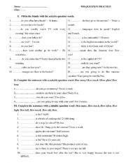English Worksheet: Wh question exercise