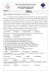 English Worksheet: 16-17 GRADE 11 2nd Term 2nd Test
