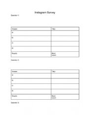 English Worksheet: Instagram survey speaking activity